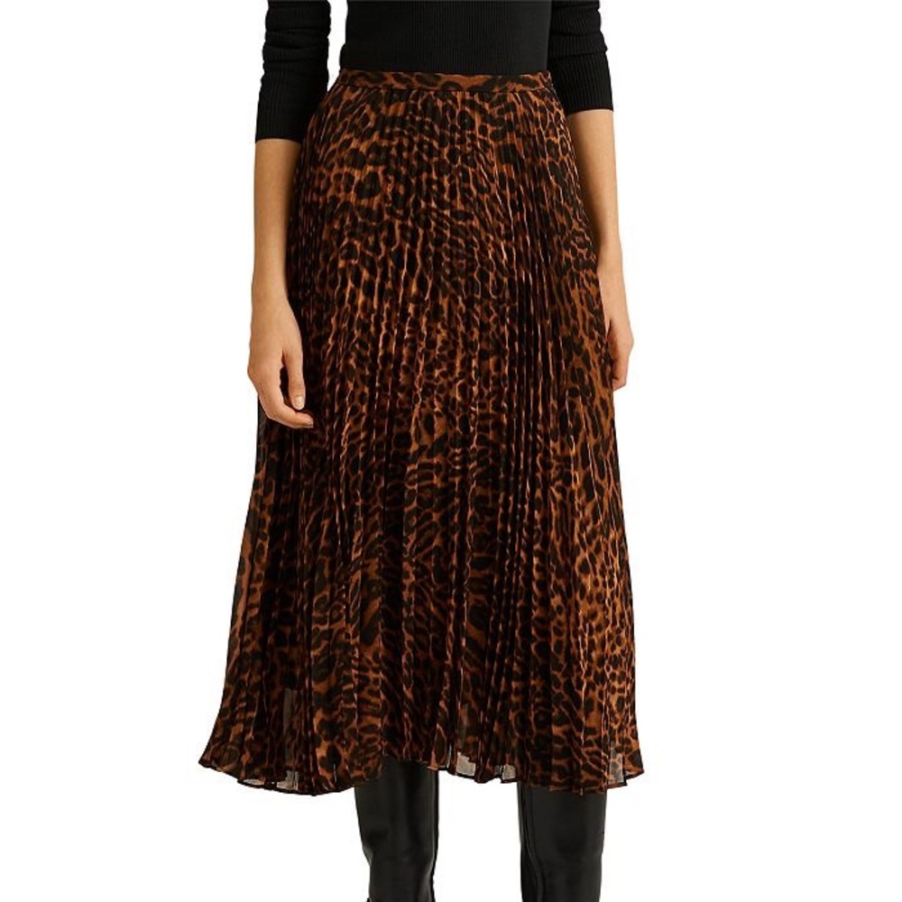 Ralph Lauren Leopard/Animal Print Midi Skirt
